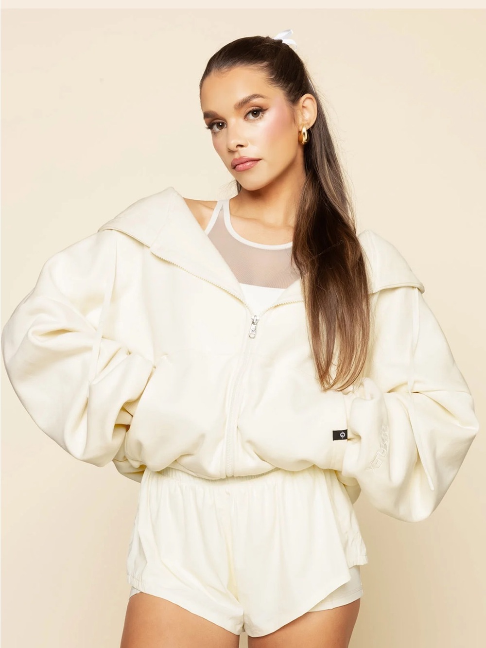 NEW Popflex Ivory Cream Zip Cloud Hoodie “Blush”